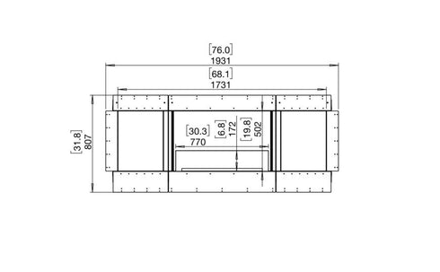 Ecosmart Fire Flex 68SS.BX2 Single Sided Fireplace Insert - Black Finish / Stainless Steel Burner - ESF.FX.68SS.BX2